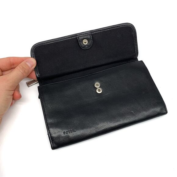 FOSSIL Trifold Leather Wallet Black - Picture 3 of 7